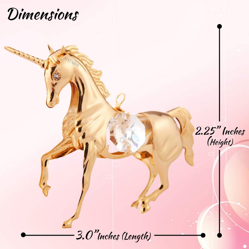 Matashi 24K Gold Plated Unicorn Ornament - Crystal Studded Hanging Decoration for Christmas Tree, Home, or Office - Unique for Mom, Grandma, Wife, Daughter Friends, and Family - Image 3